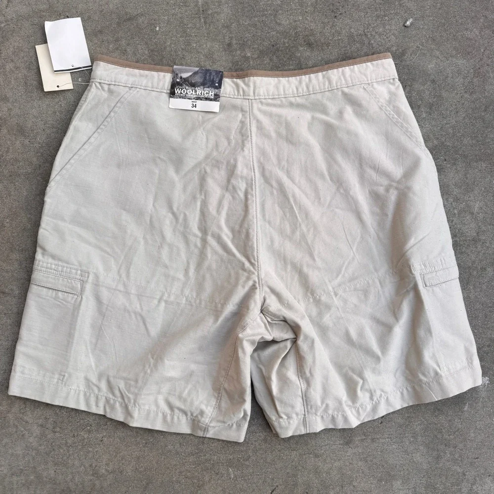 Woolrich Linden Shorts Mens 34 Stone Beige Herringbone Cargo Utility 3019RS NWT